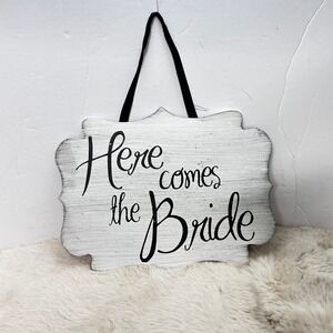 Studio His and Hers Here Comes The Bride Wedding Decorative Wood Plaque Sign